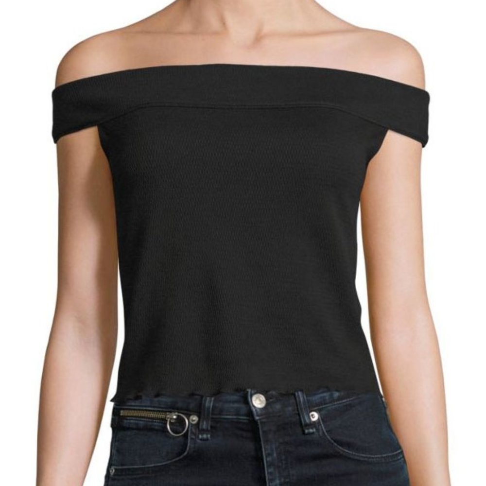Rag & Bone Thermal Off-Shoulder Top Black
